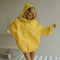 Damen Oversized Hoodie mit Kängurutasche und Kapuze R&B