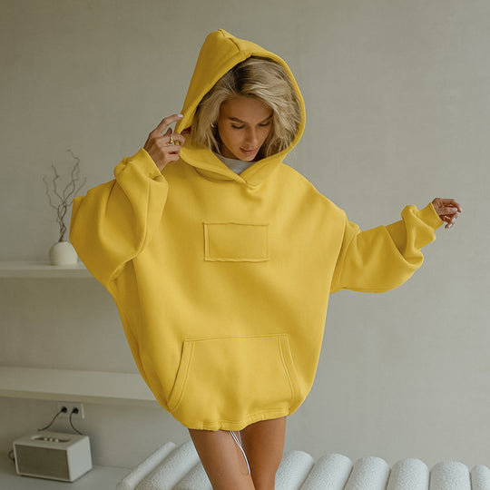 Damen Oversized Hoodie mit Kängurutasche und Kapuze R&B