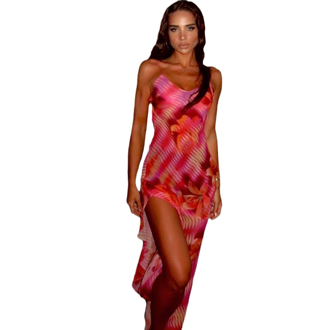 Damen Sommerliches Maxikleid mit asymmetrischem Saum und floralem Design R&B