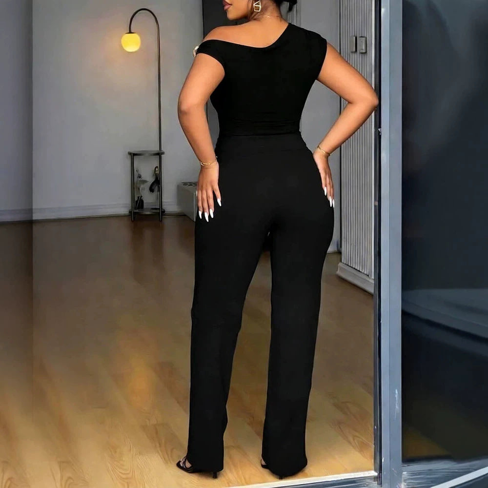 Damen Elegantes One-Shoulder Jumpsuit R&B