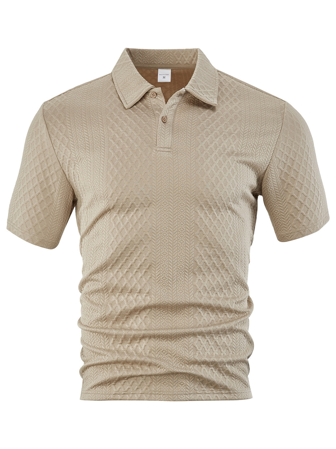 Herren nan texturiertes Jacquard-Poloshirt kurzärmelig schmaler Schnitt mit Polokragen R&B