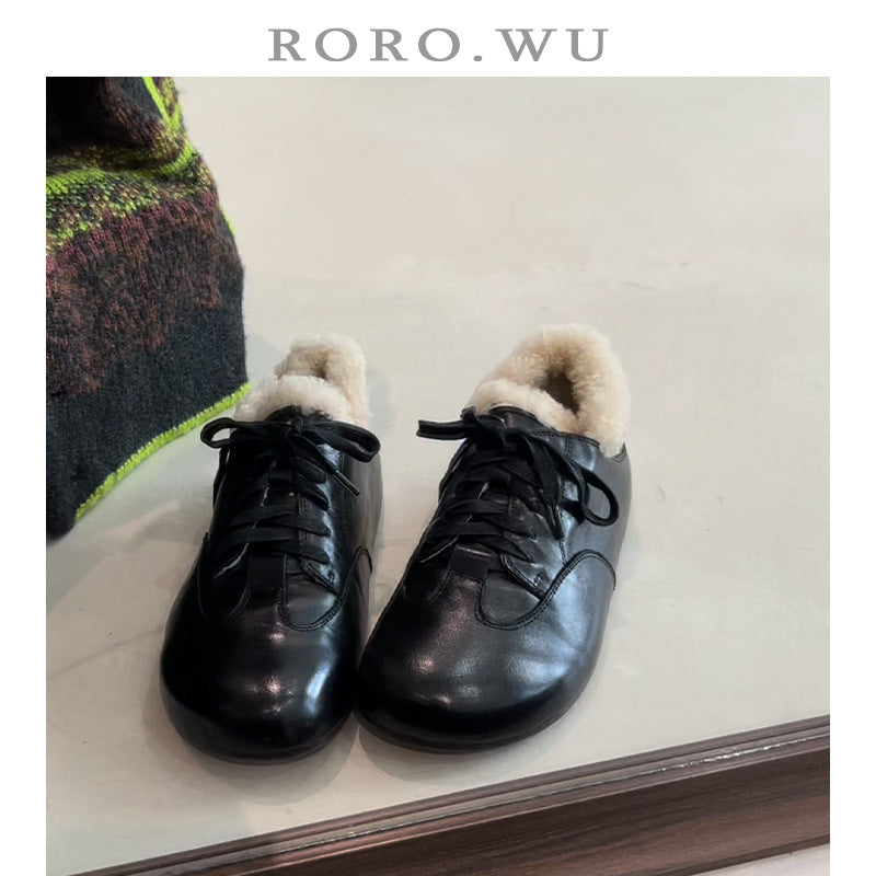 Damen gemütliche Schnürschuhe mit warmem Fleece-Futter R&B