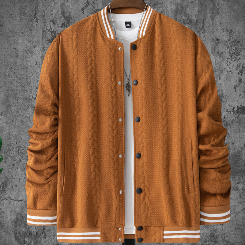 Herren stylische Bomberjacke mit strukturiertem Strickmuster und sportlichen Akzenten R&B