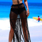 Damen Häkel-Strandponcho mit Fransen und dekorativen Muscheldetails R&B
