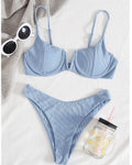 Damen Push-Up Bikini mit rippierter Textur und verstellbaren Trägern R&B