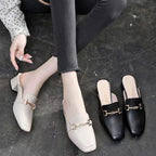 Damen elegante Mules mit modischem Blockabsatz und schickem Schnallen-Detail R&B