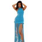 Damen Kurzes Kleid mit fransiger Detail R&B