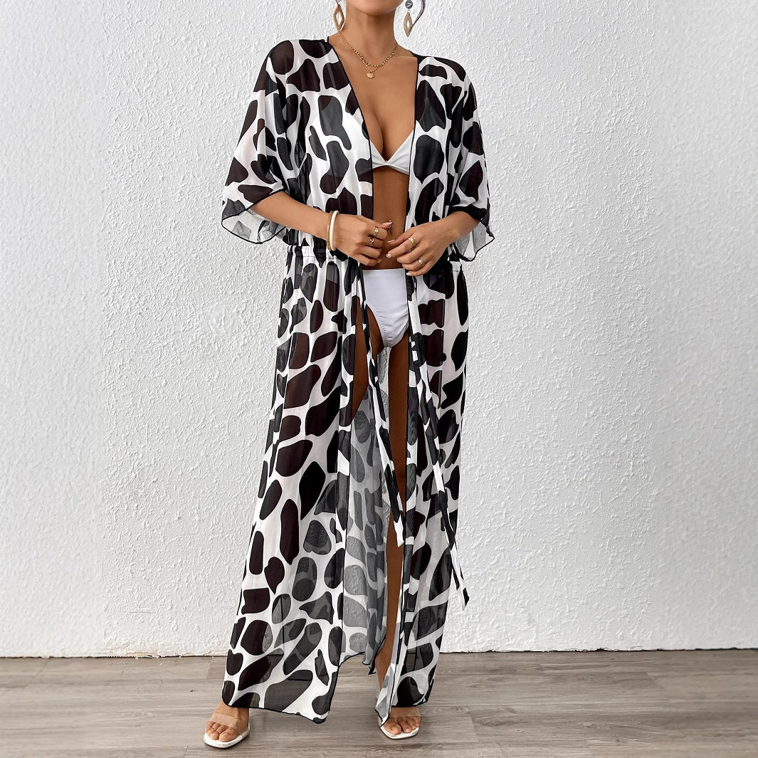 Damen modischer Strandkaftan mit seitlichem Kordelzug R&B