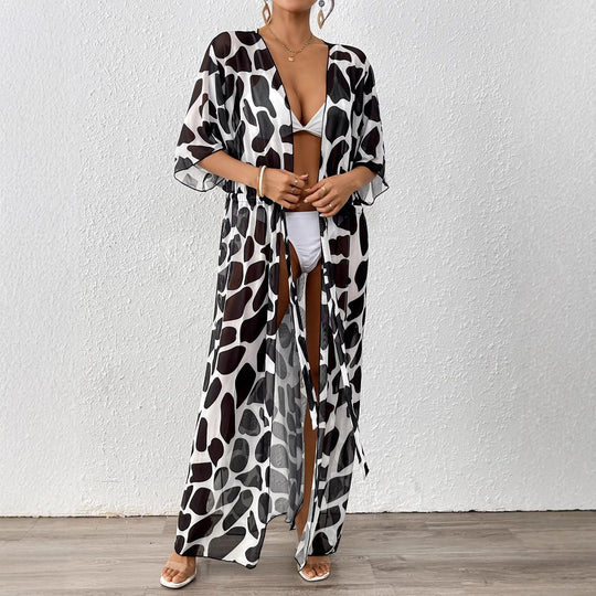 Damen modischer Strandkaftan mit seitlichem Kordelzug R&B