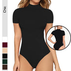 Damen Body mit kurzem Ärmel und hohem Kragen