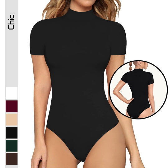 Damen Body mit kurzem Ärmel und hohem Kragen R&B