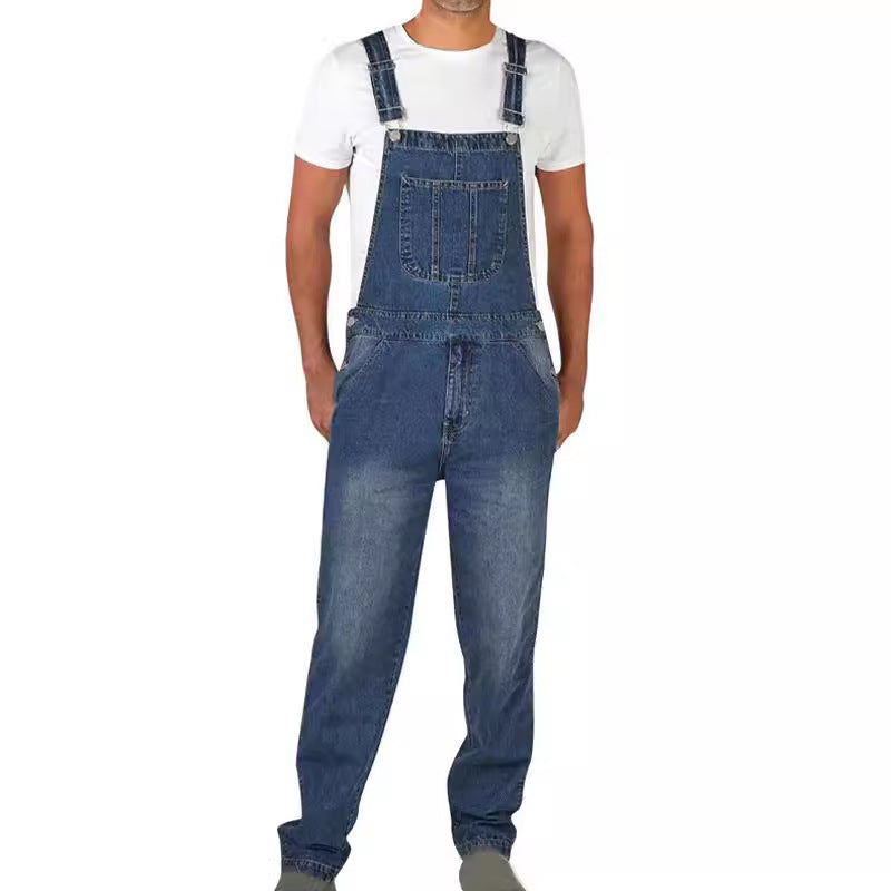 Herren Jeanslatzhose im urbanen Vintage-Stil mit praktischen Taschen R&B