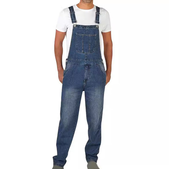Herren Jeanslatzhose im urbanen Vintage-Stil mit praktischen Taschen R&B