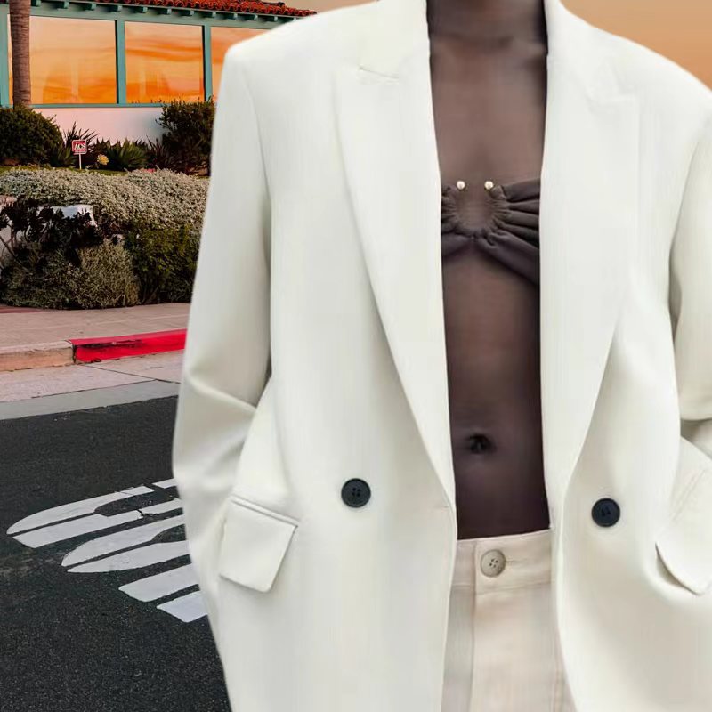 Damen Eleganter Blazer mit doppelt geknöpften Lappen R&B