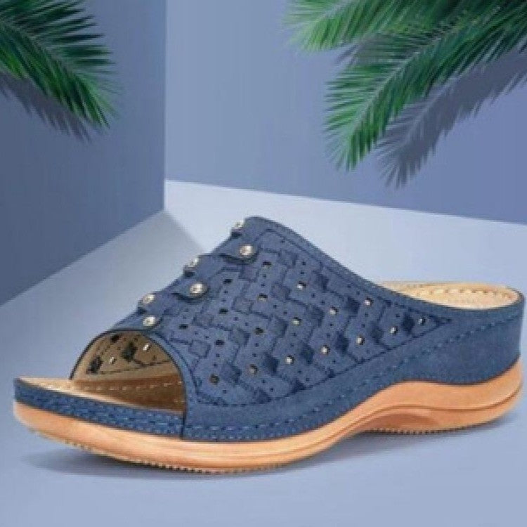 Damen Komfortable Clogs mit modischer Lochmuster-Optik und rutschfester Sohle R&B