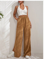 Damen Weite Plissierte Hose zur Freizeitgestaltung R&B