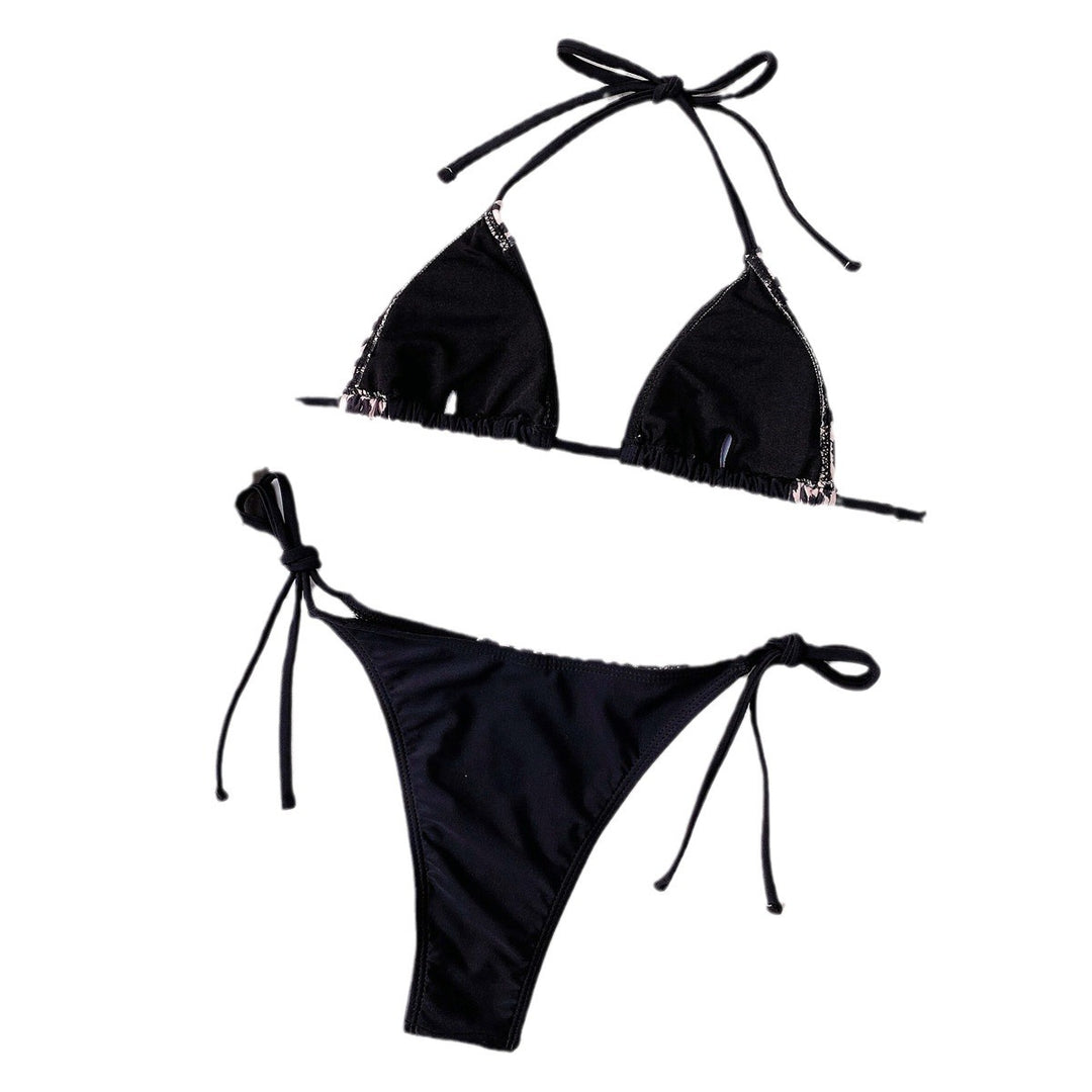 Damen Triangel-Bikini mit elegantem Tiermuster und verstellbaren Bindebändern R&B