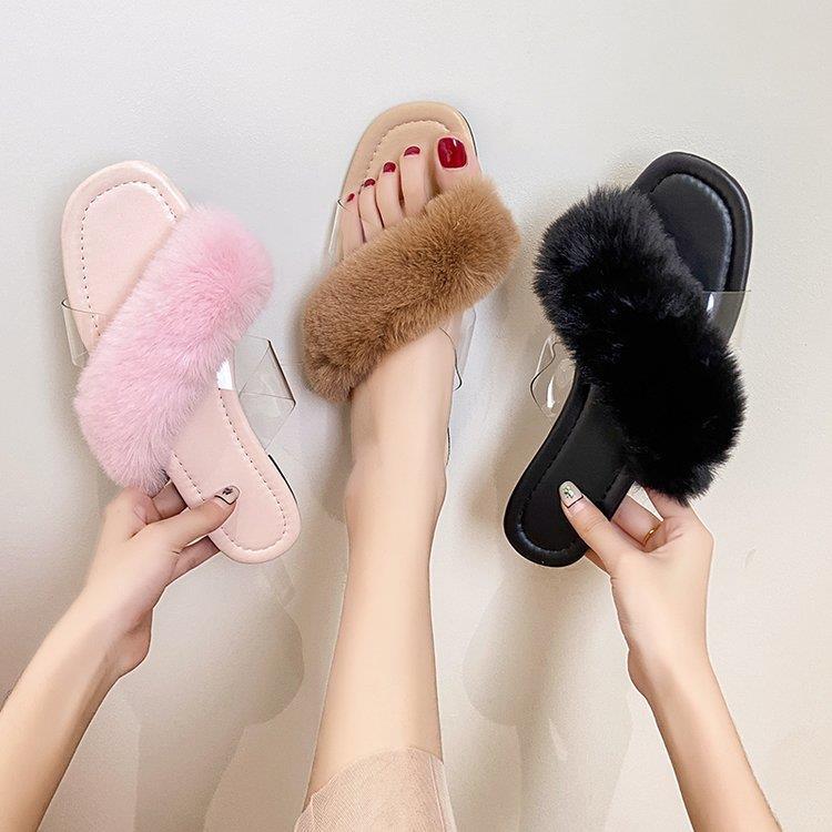 Damen Flausche Slides mit breitem Riemen R&B
