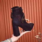 Damen modische Ankle Boots mit Reißverschluss und Mesh-Einsätzen