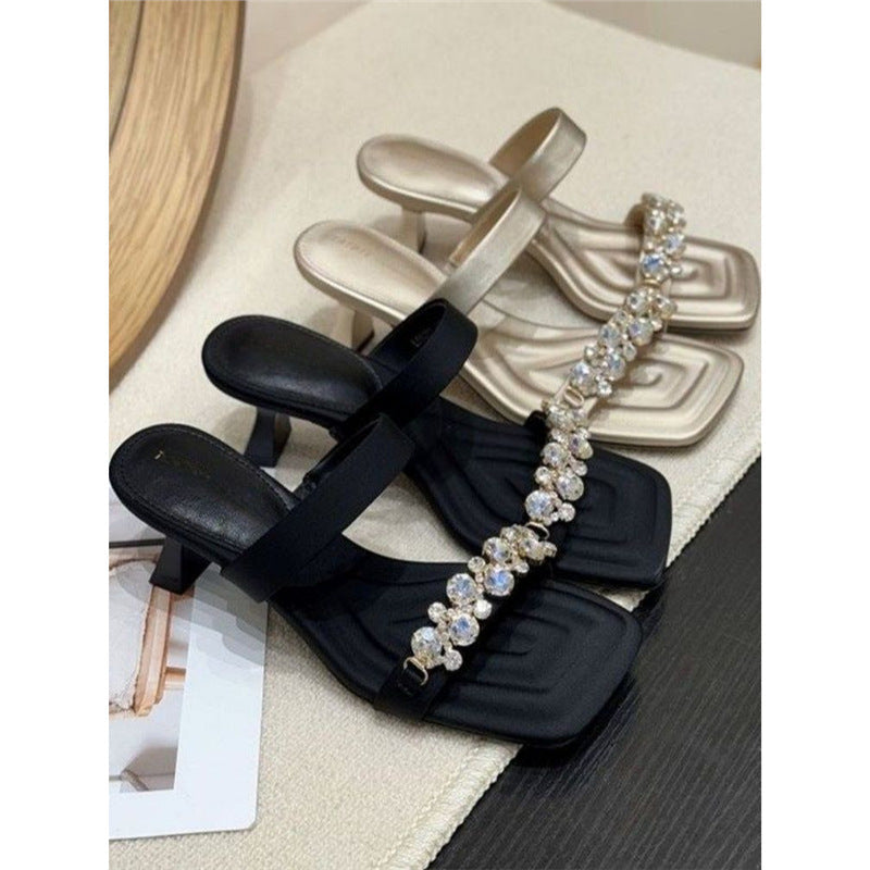 Damen elegante Slipper mit funkelnden Strassverzierungen R&B