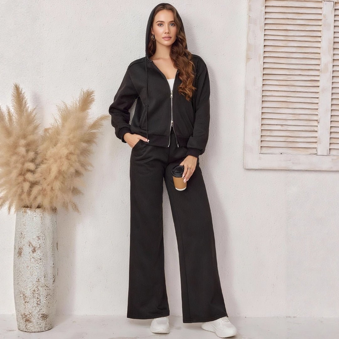 Damen sportliches Komplettset im Relaxed Fit mit Kapuze und elastischem Bund R&B