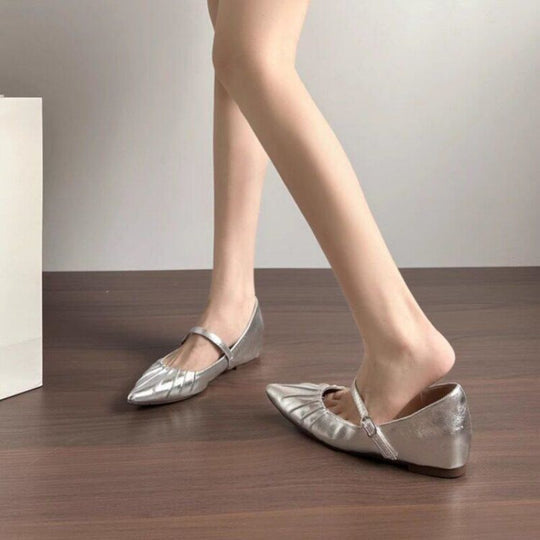 Damen elegante Slingback Ballerinas mit feinem Riemen R&B
