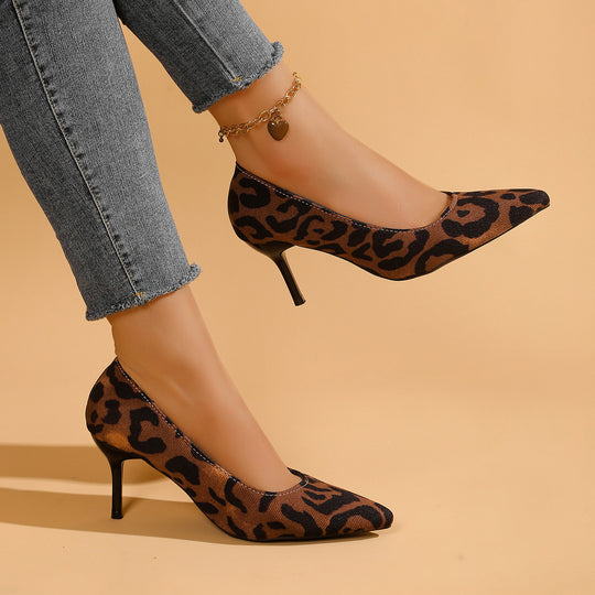 Damen spitze Wildleder-Pumps mit Leopardenmuster R&B