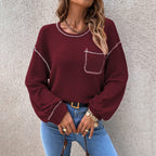 Damen lässiger Pullover mit modischen Puffärmeln R&B