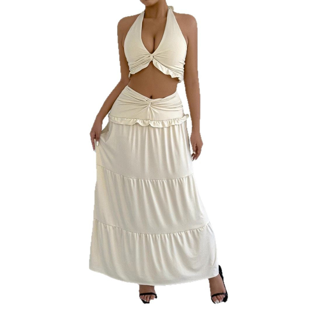 Damen Maxi-Rock mit croptop Design und Rüschendetails R&B
