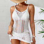 Damen Häkel-Strandkleid mit transparentem Design und eleganten Details R&B