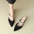 Damen elegante Slingback Mules mit Perlenakzenten R&B