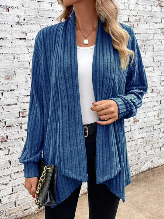 Damen lässiger Strickcardigan mit markantem Rippdesign R&B