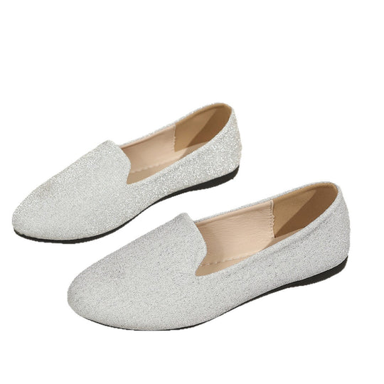 Damen Glitzernde Ballerinas mit elegantem V-Ausschnitt R&B