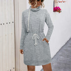 Damen Lässiges Kleid mit Kordelzug und praktischen Taschen R&B