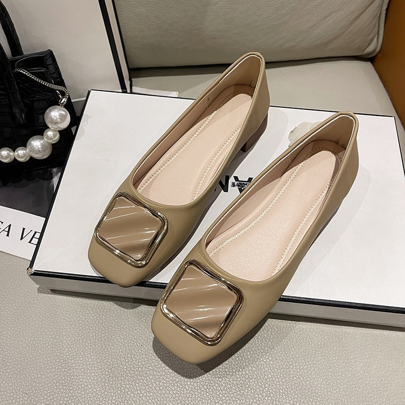 Damen elegante Ballerinas mit modischem Quadrat-Detail R&B