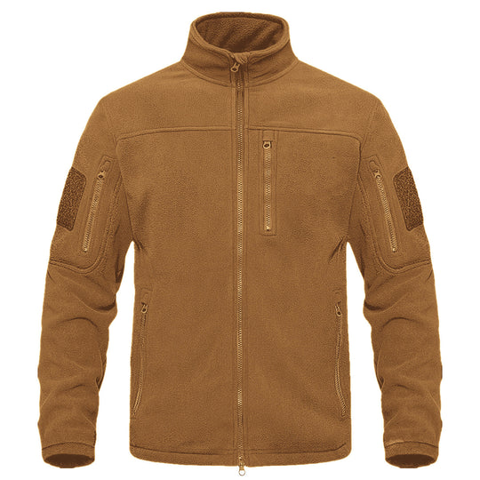 Herren Fleecejacke mit vielseitigen Taschen und hochschließendem Kragen R&B