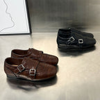 Damen elegante Mokassins mit modischen Schnallen und perforierten Details R&B