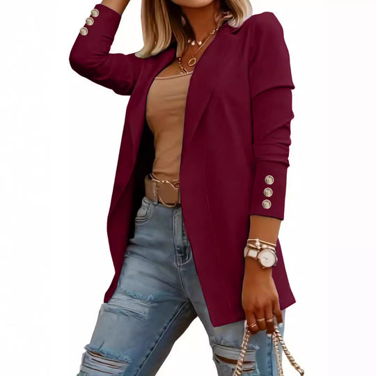 Damen Eleganter Blazer mit glamourösen Knöpfen und taillierter Passform R&B