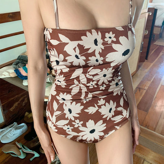 Damen Einteiler Badeanzug mit floralem Design und verstellbaren Trägern R&B