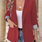Damen modische Blazerjacke mit eleganten Kontrastdetails R&B