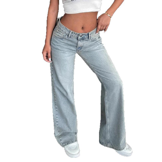 Damen Weit geschnittene Jeans im Vintage-Stil mit hohem Bund R&B