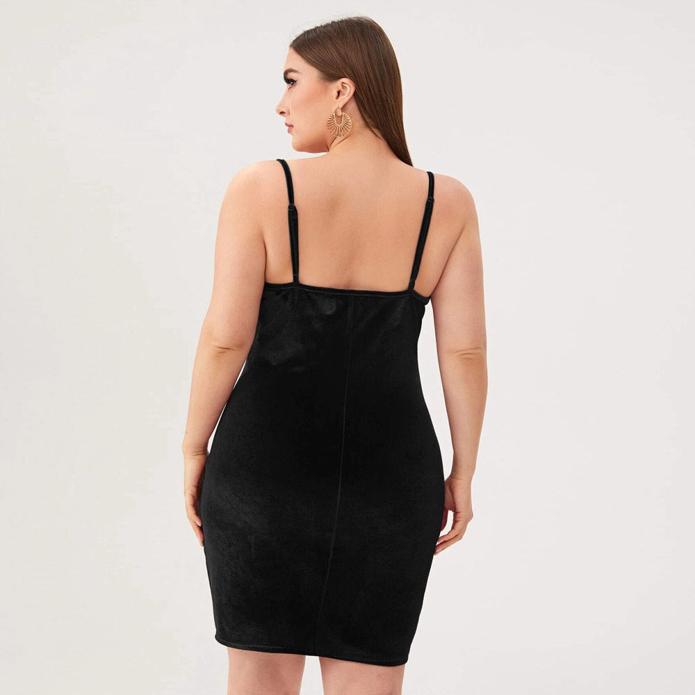 Damen elegantes, figurbetontes Partykleid aus Samt R&B