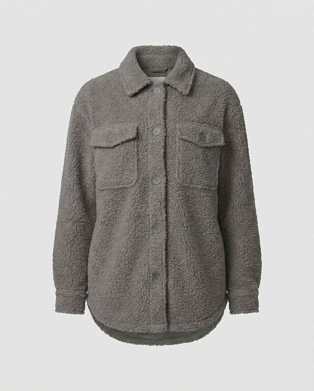 Damen Fluffy Overshirt im Lagenlook mit praktischen Taschen und dezentem Knopfverschluss R&B