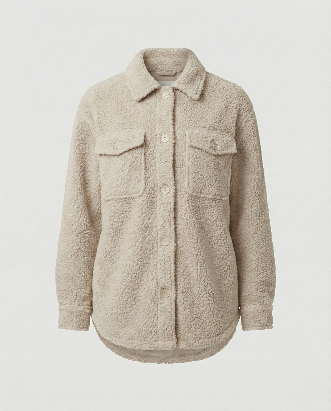Damen Fluffy Overshirt im Lagenlook mit praktischen Taschen und dezentem Knopfverschluss R&B