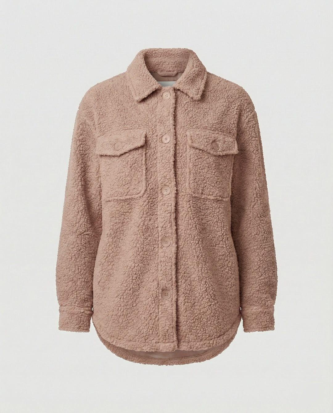 Damen Fluffy Overshirt im Lagenlook mit praktischen Taschen und dezentem Knopfverschluss R&B