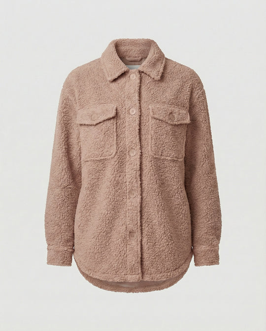 Damen Fluffy Overshirt im Lagenlook mit praktischen Taschen und dezentem Knopfverschluss R&B