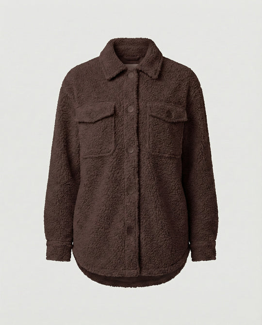 Damen Fluffy Overshirt im Lagenlook mit praktischen Taschen und dezentem Knopfverschluss R&B