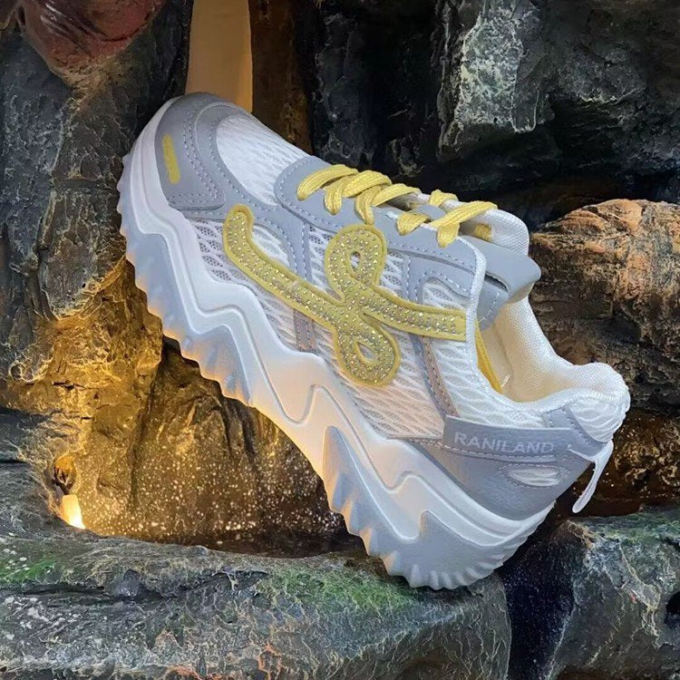 Damen modische Sneakers mit glitzernden Akzenten und atmungsaktivem Obermaterial R&B