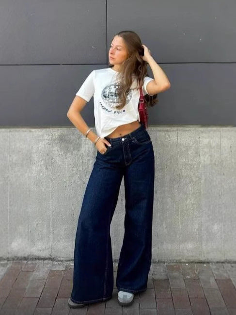 Damen Weite High-Waist Jeanshose im trendigen Schnitt R&B