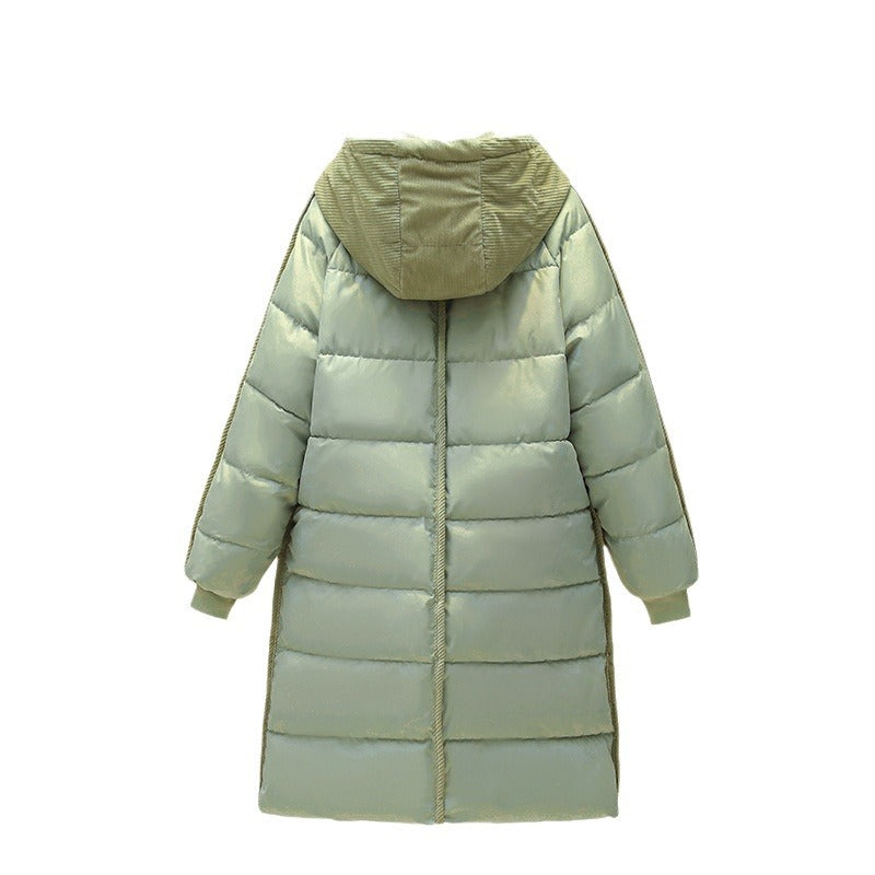 Damen Langer isolierter Pufferparka mit abnehmbarer Kapuze und großen Taschen R&B